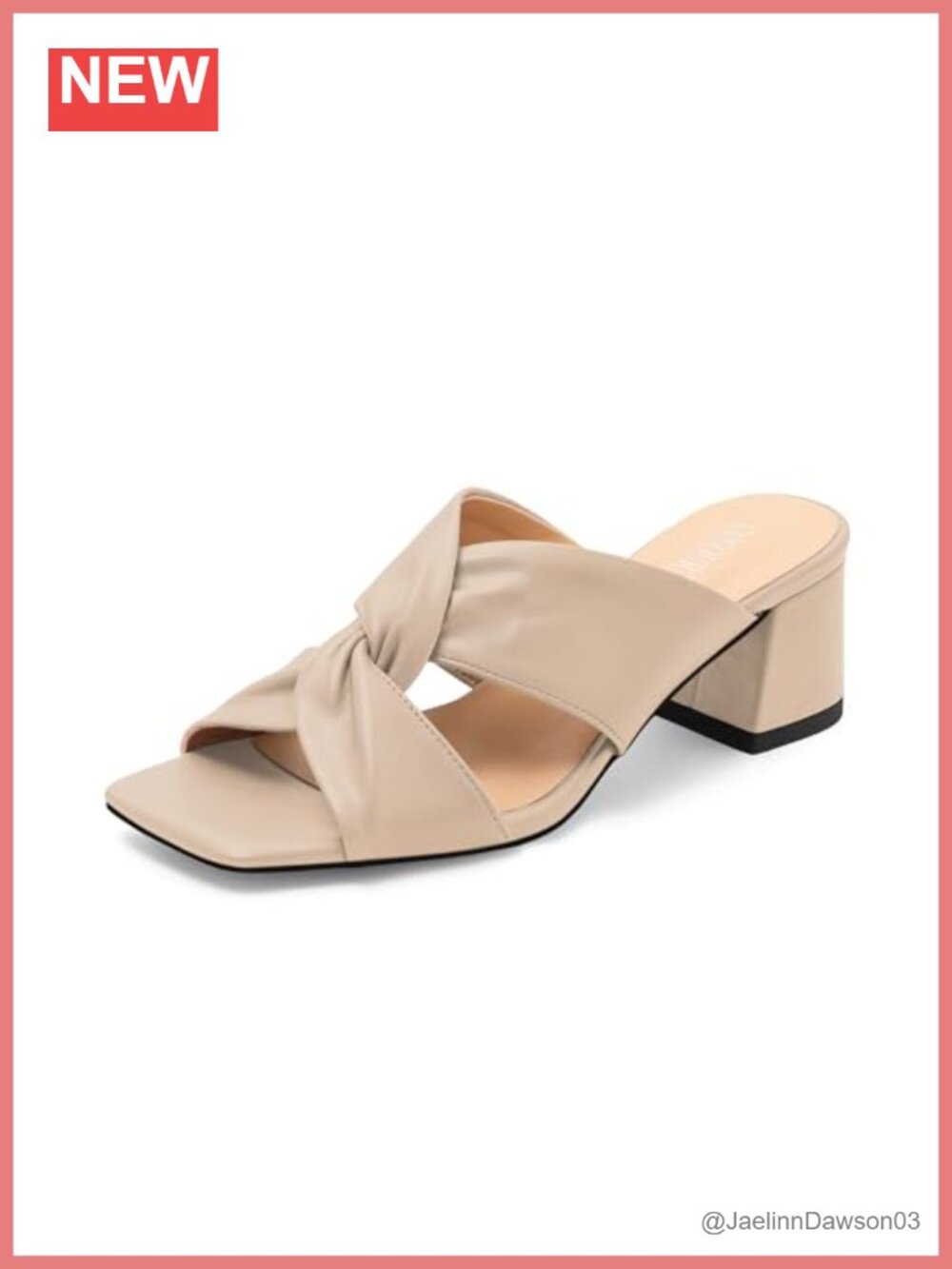 Women Square Toe Low Block Heel Mule Sandals Open Toe Summer Sandals